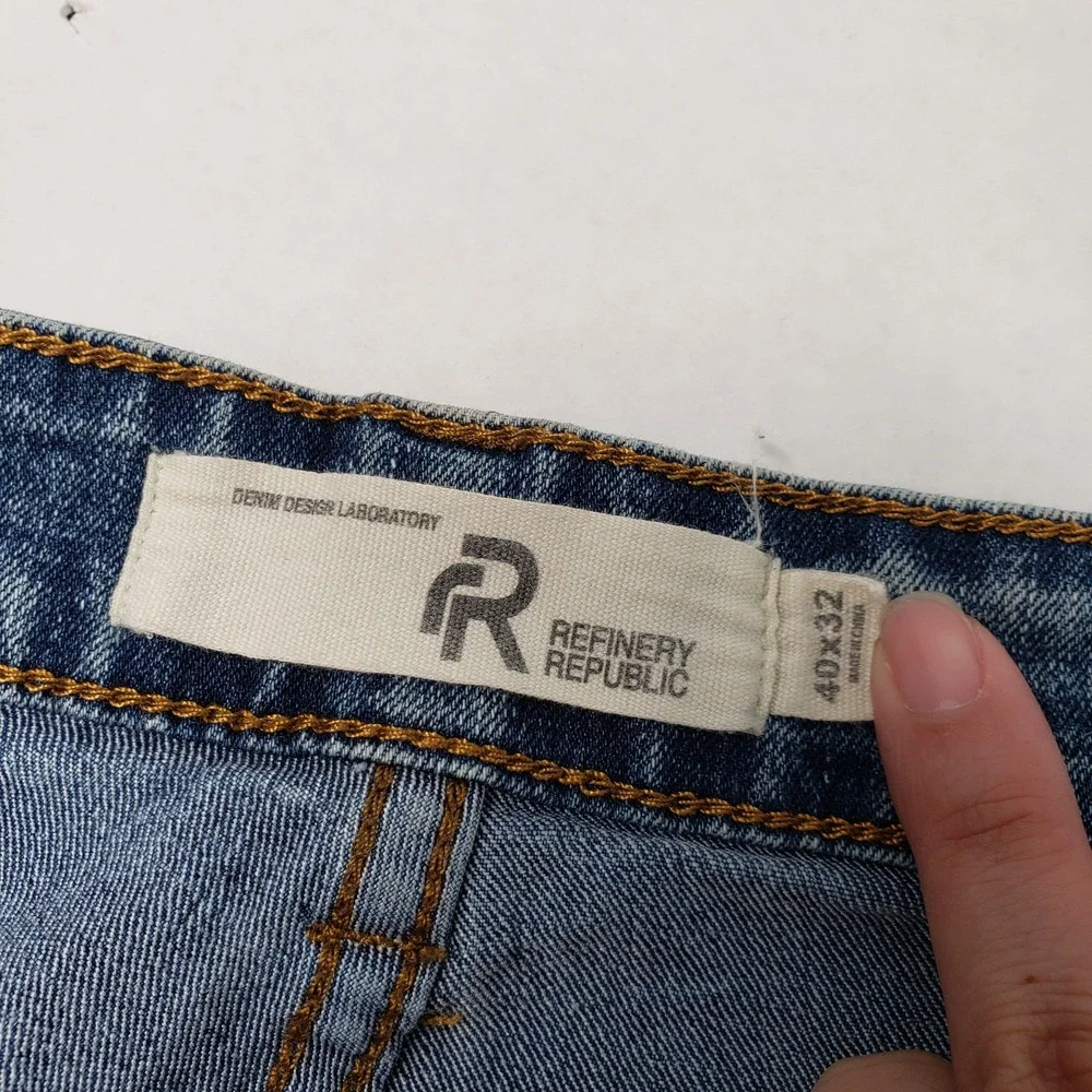 Refinery Republic Jeans Mens 40x32 (Actual 40x30) Blue Denim Slim Leg Stone Wash